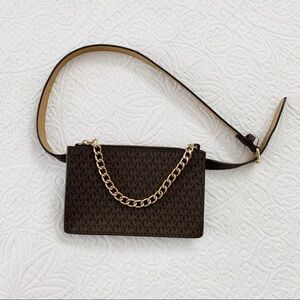 Michael Kors MK Signature‎ Metal Chain Leather Fanny Pack Belt Bag
